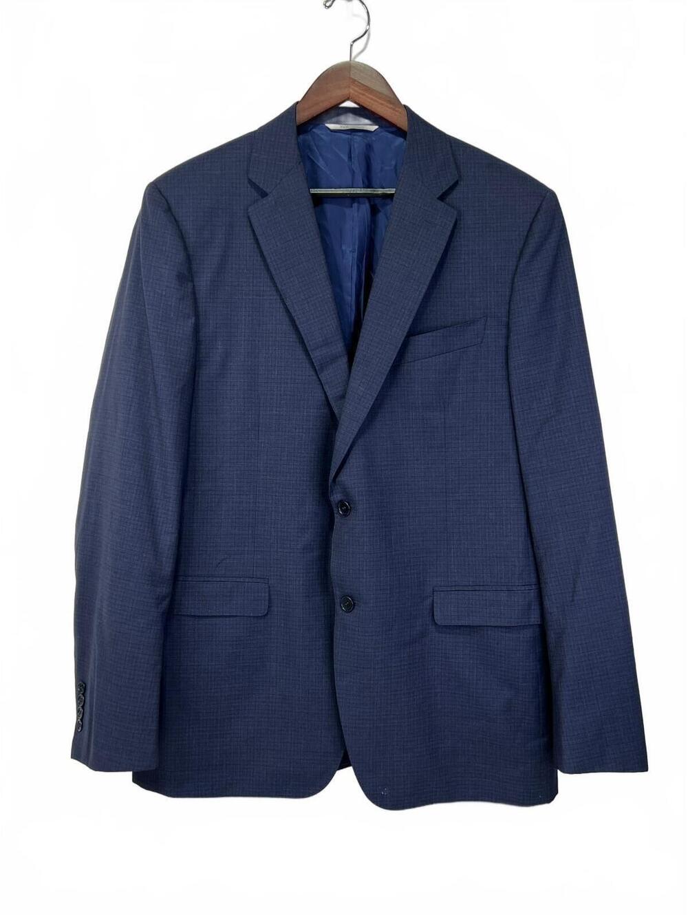 Canali Men's Navy Blue Wool Suit Jacket Size US 38 (EU 56R)